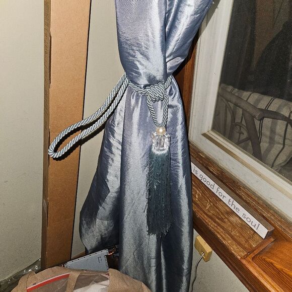 Elegant Greyish Blue Tassel Tiebacks (Pair) | Drapery Decorative Curtain Ties - Picture 2 of 3